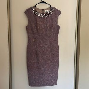 Eliza J Party Cocktail Dress Glitter Stretch Sheath Dusty Pink Size 6 New no tag
